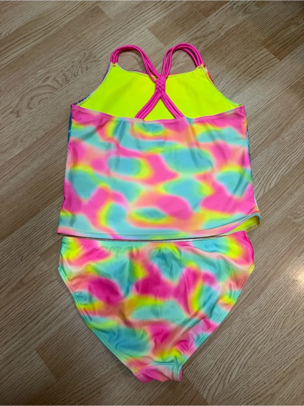 Wonder Nation Girls XXL 18 Unicorn Tropical Rainbow Tankini Swimsuit 2 Piece